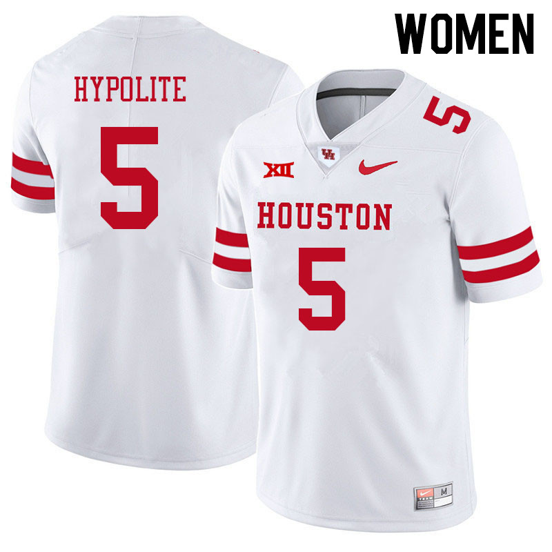 Women #5 Hasaan Hypolite Houston Cougars College Big 12 Conference Football Jerseys Sale-White